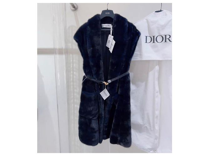 Autre Marque Dior Mantel aus Nerz Navy Größe 36 Marineblau - Ansicht 2