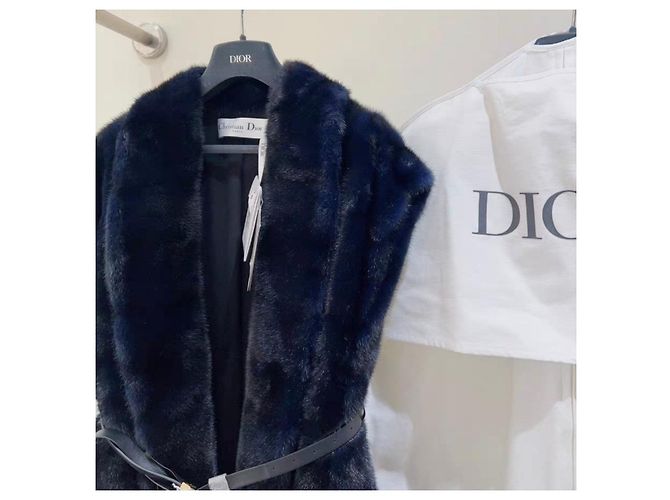 Autre Marque Dior Mantel aus Nerz Navy Größe 36 Marineblau - Ansicht 3