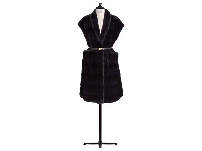 Autre Marque Dior Mantel aus Nerz Navy Größe 36 Marineblau - Ansicht 5