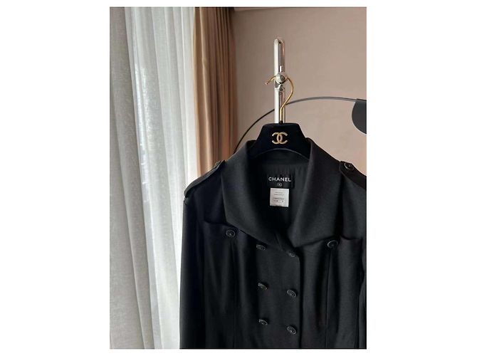 Chanel Black Wool Coat Size 36 - view 2
