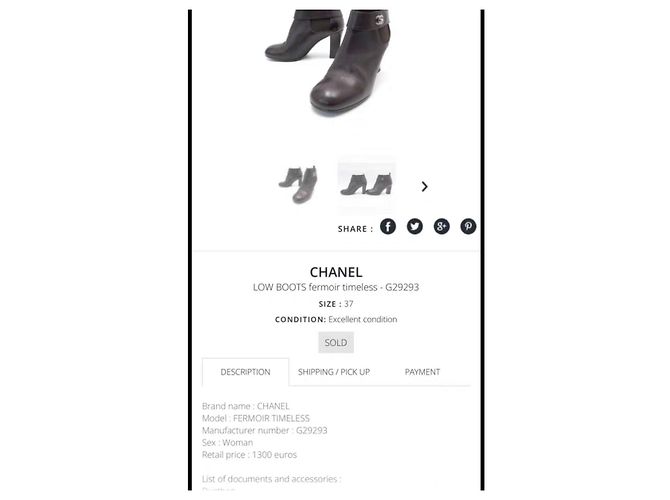 Botas Chanel de piel negra talla 37 Negro - vista 7