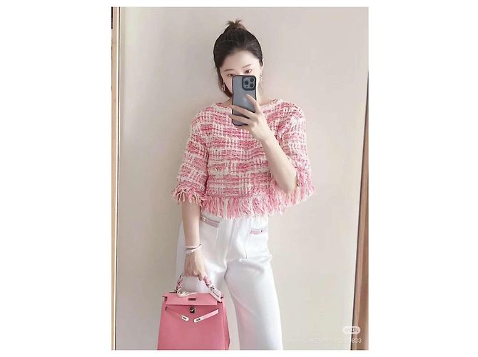Chanel Strickware aus Baumwolle Rosa Pink - Ansicht 4