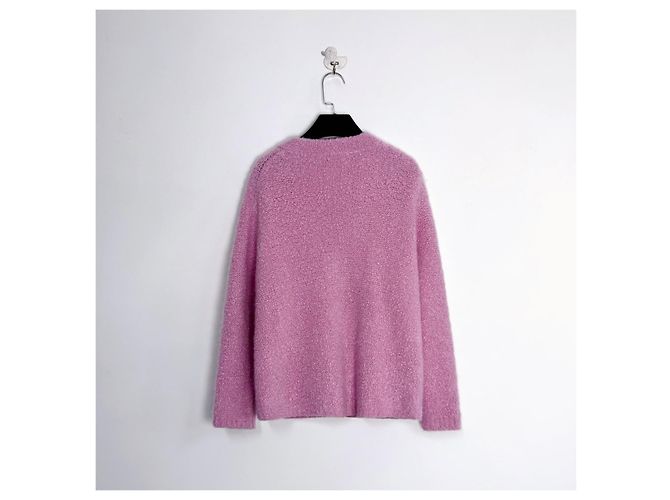 Miu Miu Strickjacke aus rosa Teddy-Kaschmir Mehrfarben - Ansicht 2
