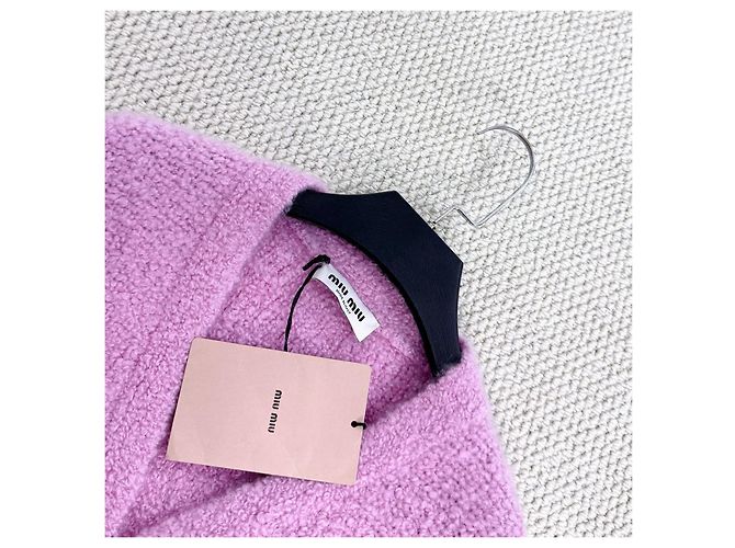 Miu Miu Strickjacke aus rosa Teddy-Kaschmir Mehrfarben - Ansicht 3