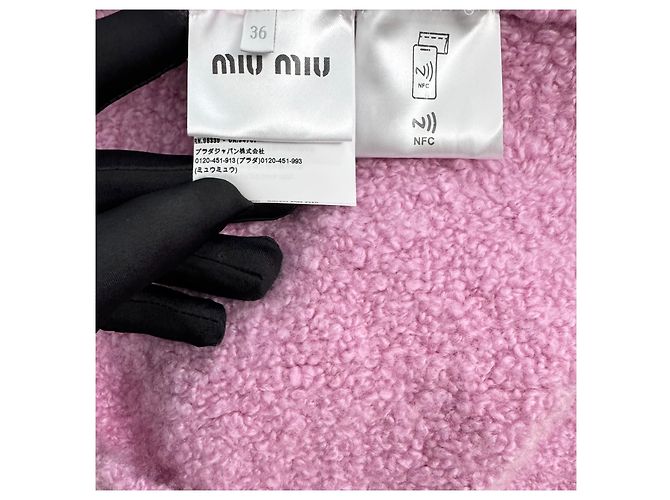 Miu Miu Strickjacke aus rosa Teddy-Kaschmir Mehrfarben - Ansicht 4
