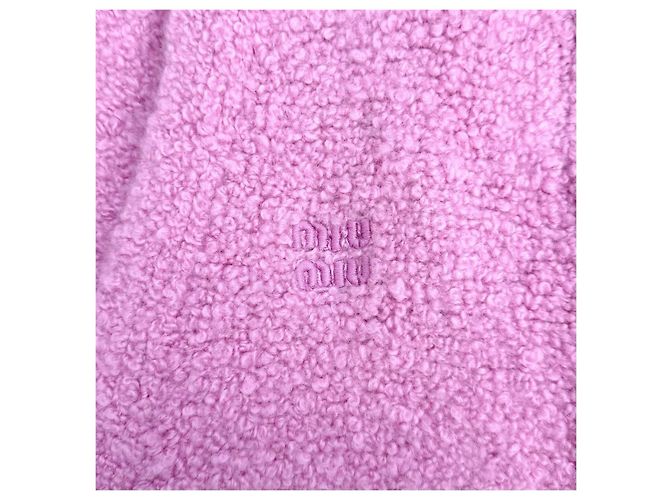 Miu Miu Strickjacke aus rosa Teddy-Kaschmir Mehrfarben - Ansicht 5