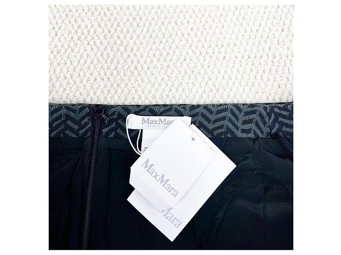 Max Mara Bleistiftrock Schwarz Dunkelgrüner Farbverlauf Polyester IT40 Mehrfarben - Ansicht 3