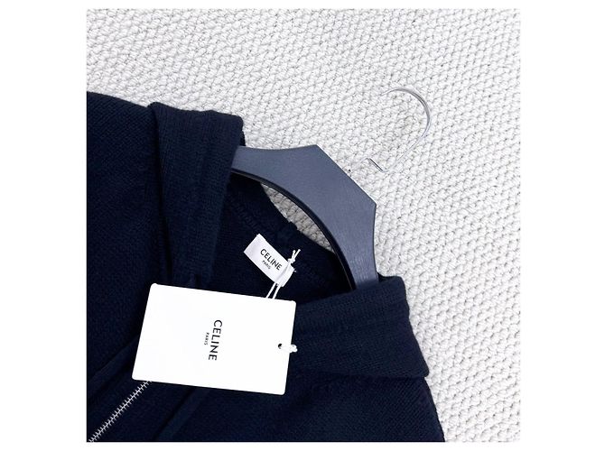 Triomphe Céline Strickjacke aus Kaschmir mit Kapuze Schwarz Mehrfarben - Ansicht 3