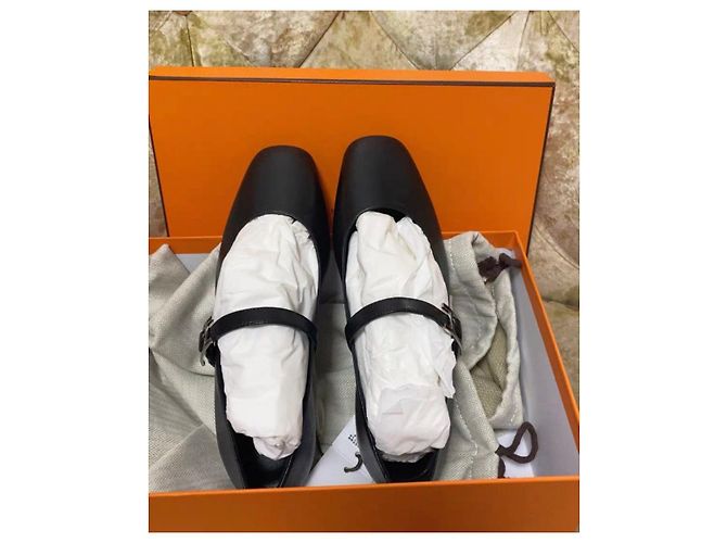 Bailarinas Hermès de cuero negro 36 - vista 2