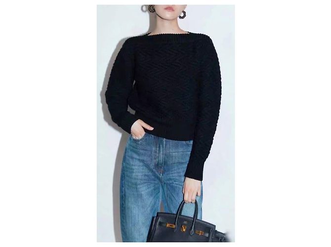Jersey Hermès de lana negro - vista 2