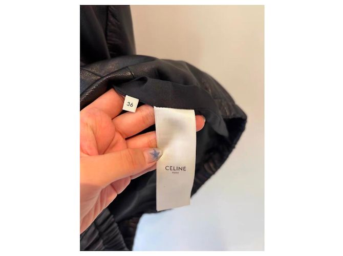 Giacca in pelle nera Céline Nero - vista 3