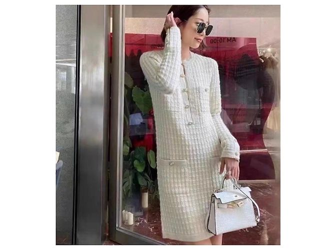 Chanel Kleid aus Wolle Mehrfarbig Größe 38 Mehrfarben - Ansicht 6
