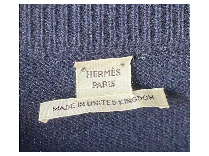Malha Hermès de cashmere azul marinho - vista 3
