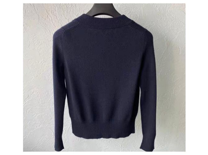 Malha Hermès de cashmere azul marinho - vista 4