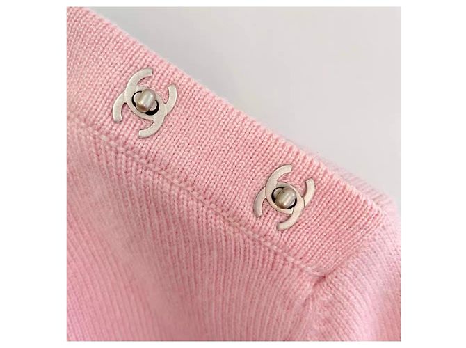 Chanel Strickjacke aus Rosa Kaschmir Pink - Ansicht 3