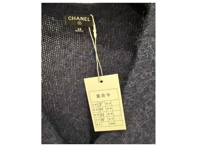 Chanel Strickpullover aus Wolle Navy Größe 38 Marineblau - Ansicht 5