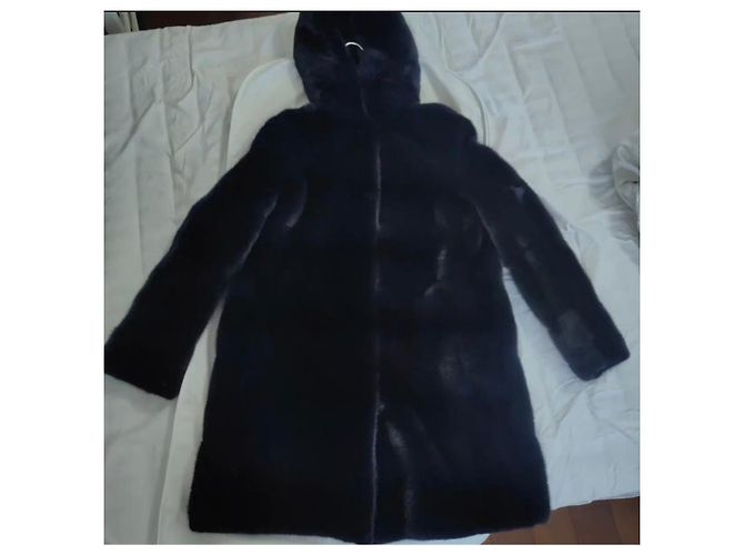 Autre Marque Dior Mantel aus Nerz Navy Marineblau - Ansicht 4