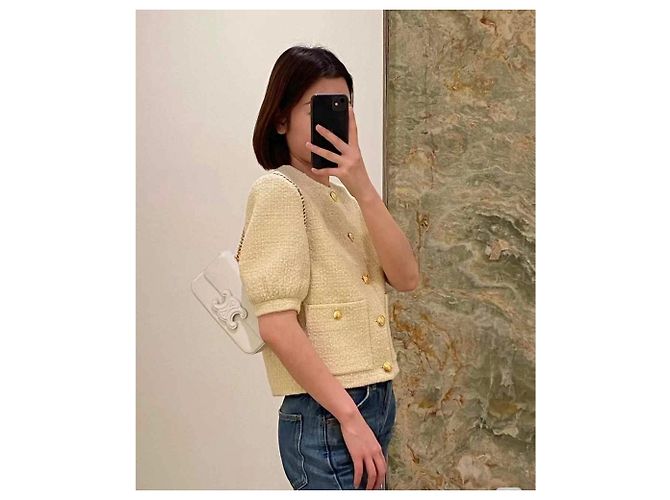 Céline Jacke aus gelbem Tweed Größe 38 - Ansicht 6