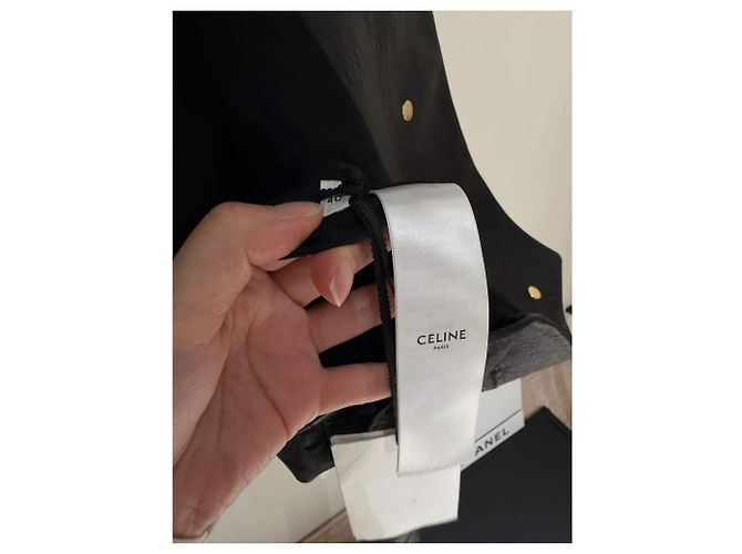 Giacca in pelle nera Céline Nero - vista 5