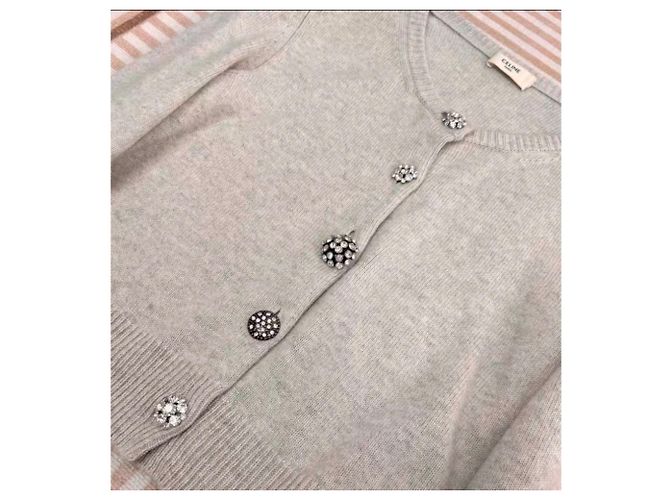 Pull en cachemire gris Céline - vue 3