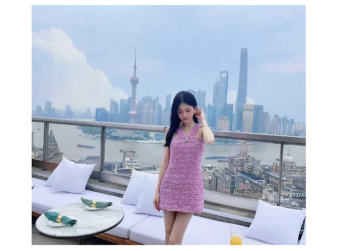 Chanel Kleid aus rosa Tweed Größe 34 Pink - Ansicht 7