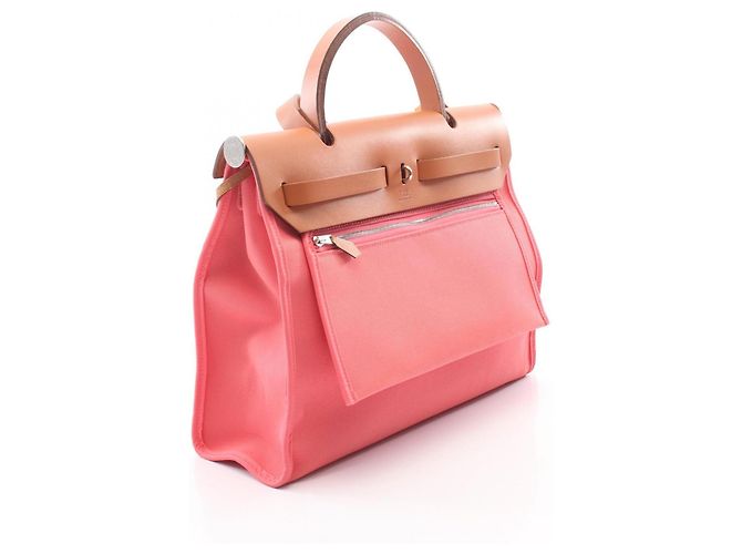 Hermès Herbag Zip PM 2-Way Handtasche Braun Pink - Ansicht 2