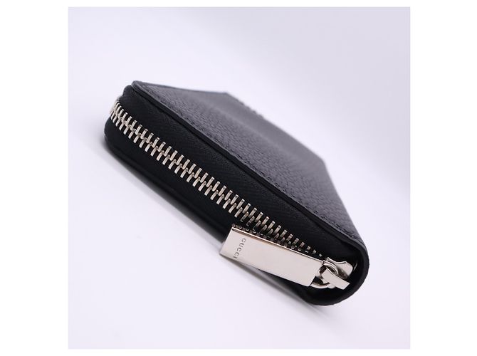 Portafoglio in pelle con zip e logo GUCCI Nero - vista 6