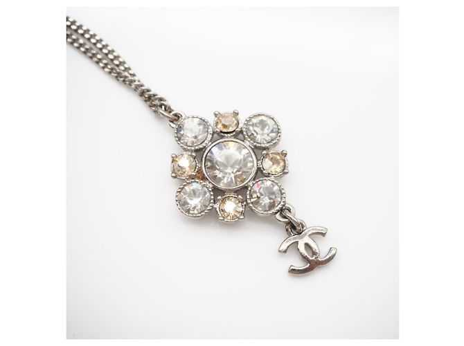 Colar Chanel Coco Mark com strass Prata Dourado - vista 6