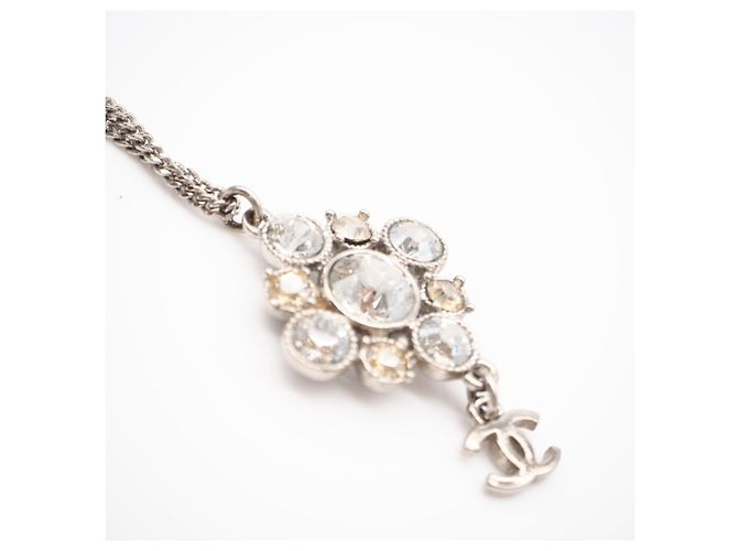 Colar Chanel Coco Mark com strass Prata Dourado - vista 8