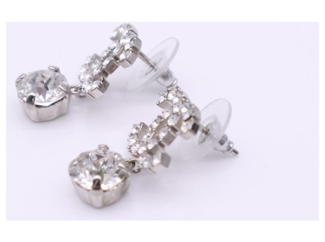 Chanel Coco Mark Tropfenohrringe mit Strass Silber - Ansicht 12