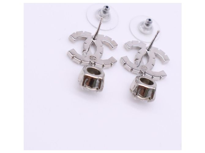 Chanel Coco Mark Tropfenohrringe mit Strass Silber - Ansicht 7