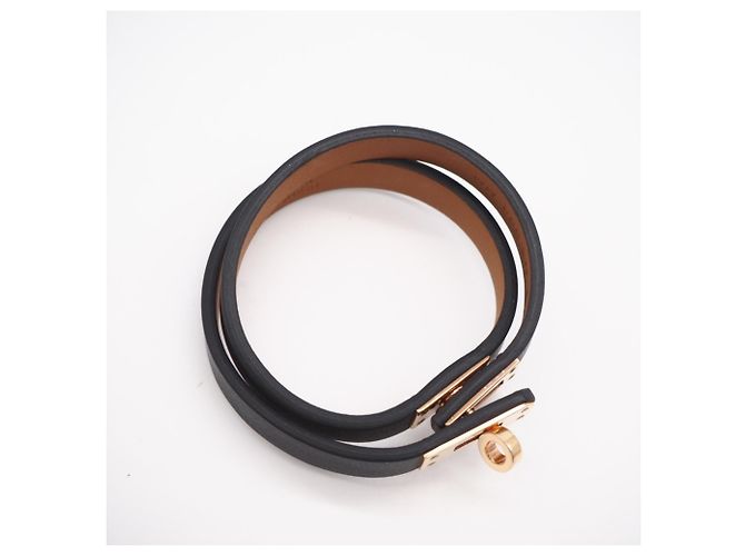 Hermès Pulsera HERMES Mini Kelly Negro Dorado - vista 6