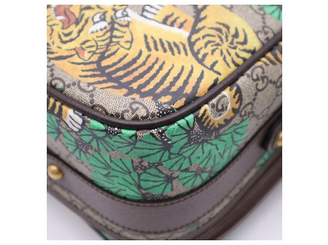 Borsa Boston Gucci GG Supreme Sherry Line Bengal Tiger Multicolore Beige - vista 11