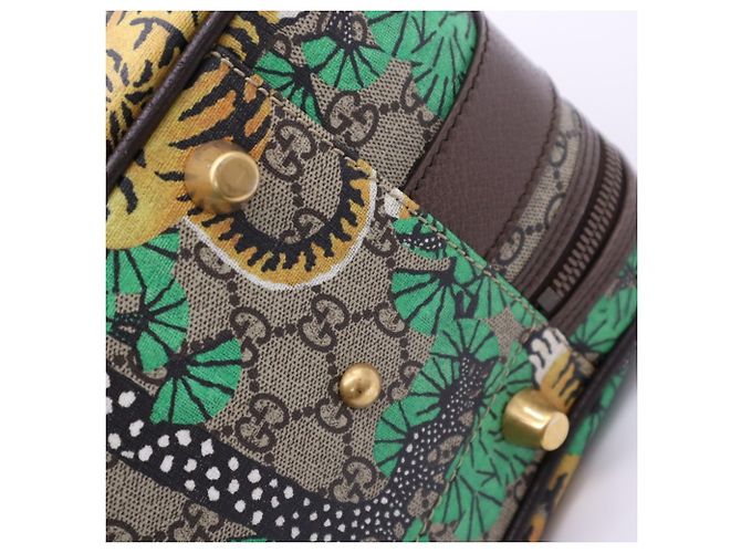 Borsa Boston Gucci GG Supreme Sherry Line Bengal Tiger Multicolore Beige - vista 13