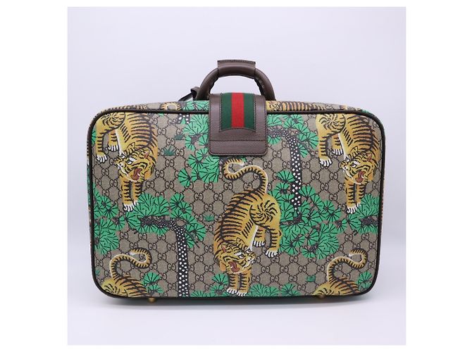 Borsa Boston Gucci GG Supreme Sherry Line Bengal Tiger Multicolore Beige - vista 2