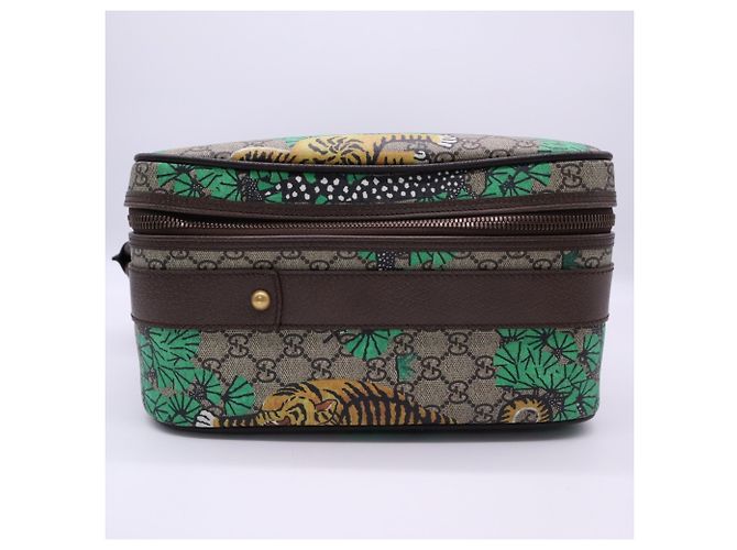 Borsa Boston Gucci GG Supreme Sherry Line Bengal Tiger Multicolore Beige - vista 5