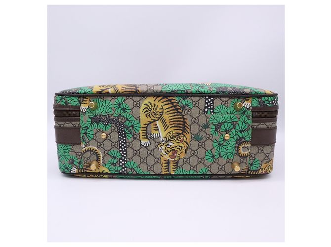 Borsa Boston Gucci GG Supreme Sherry Line Bengal Tiger Multicolore Beige - vista 7
