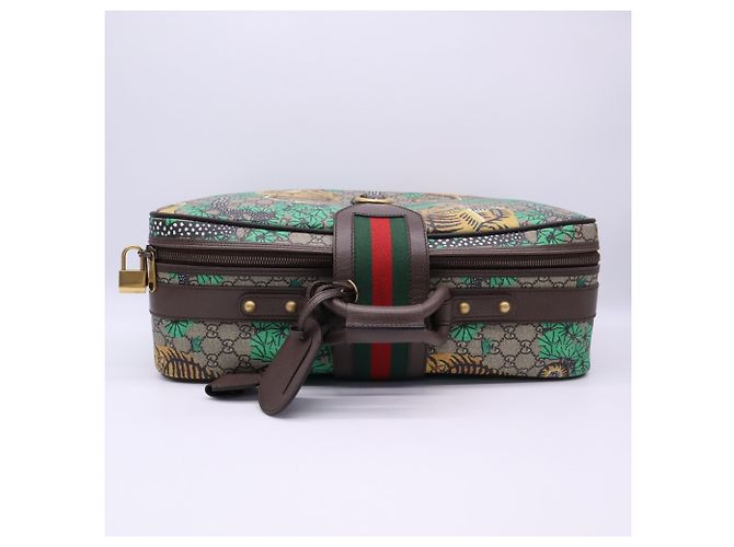 Borsa Boston Gucci GG Supreme Sherry Line Bengal Tiger Multicolore Beige - vista 8