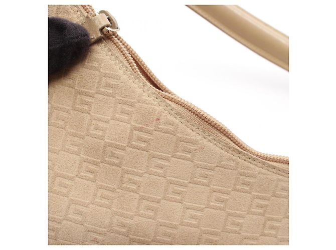 Borsa a tracolla Gucci in camoscio e pelle beige - vista 11