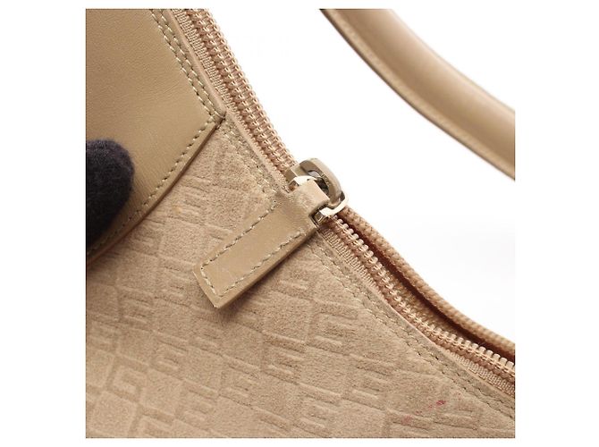 Borsa a tracolla Gucci in camoscio e pelle beige - vista 12