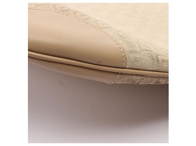 Borsa a tracolla Gucci in camoscio e pelle beige - vista 15