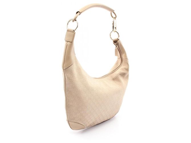 Borsa a tracolla Gucci in camoscio e pelle beige - vista 2