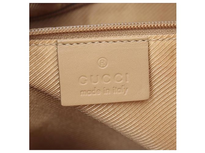 Borsa a tracolla Gucci in camoscio e pelle beige - vista 4