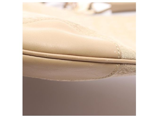 Borsa a tracolla Gucci in camoscio e pelle beige - vista 6