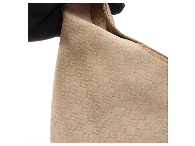 Borsa a tracolla Gucci in camoscio e pelle beige - vista 8