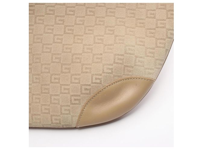 Borsa a tracolla Gucci in camoscio e pelle beige - vista 9