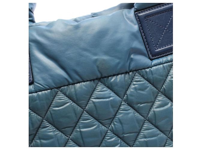 Borsa Tote Small Chanel Coco Cocoon Verde Blu navy - vista 11