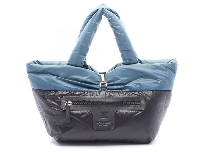 Borsa Tote Small Chanel Coco Cocoon Verde Blu navy - vista 6