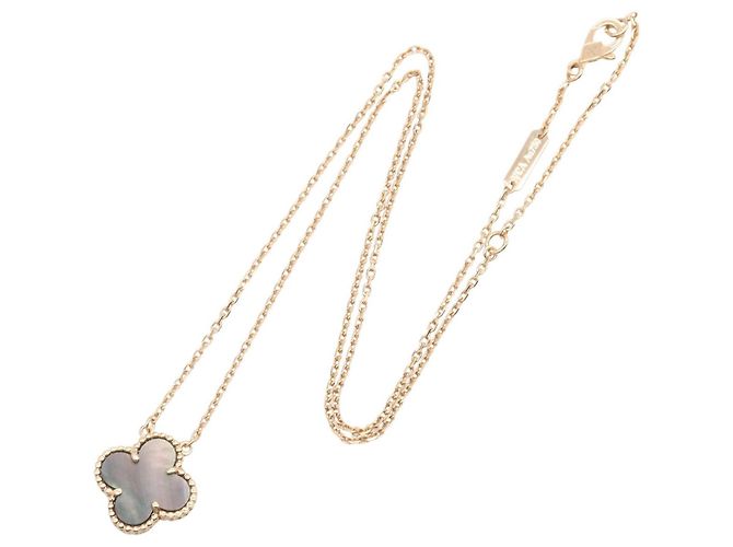Collana Van Cleef & Arpels Vintage Alhambra in madreperla grigia Marrone D'oro - vista 2