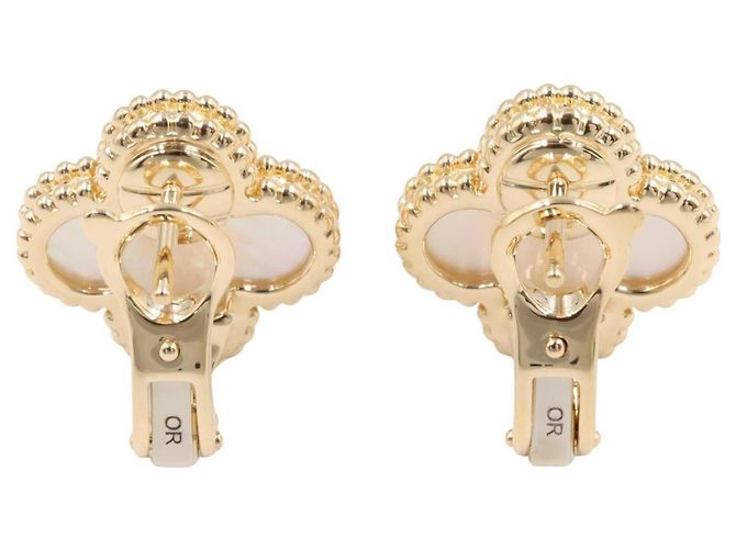 Van Cleef & Arpels Vintage Alhambra Ohrringe Weiß Golden - Ansicht 2